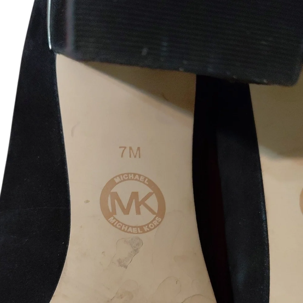 Michael Kors Liza Black Suede Block Heel Pump size 7 M - Picture 9 of 13